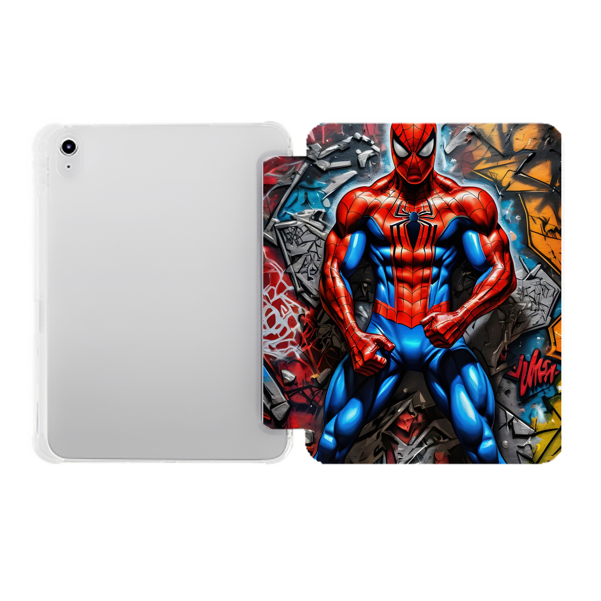 （画像用） Spider Man スパイダーマン IPad ケース ペン収納付き 三つ折りスタンド PUレザー×シリコン 対応機種9.5/10.5/10.9インチ